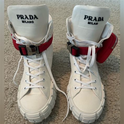 prada nylon zip-pouch high sneakers|prada shoes for women.